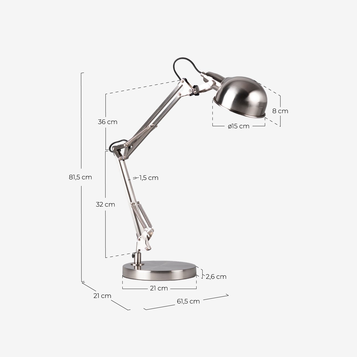 Lampe de Table en Métal Febo, dimensions