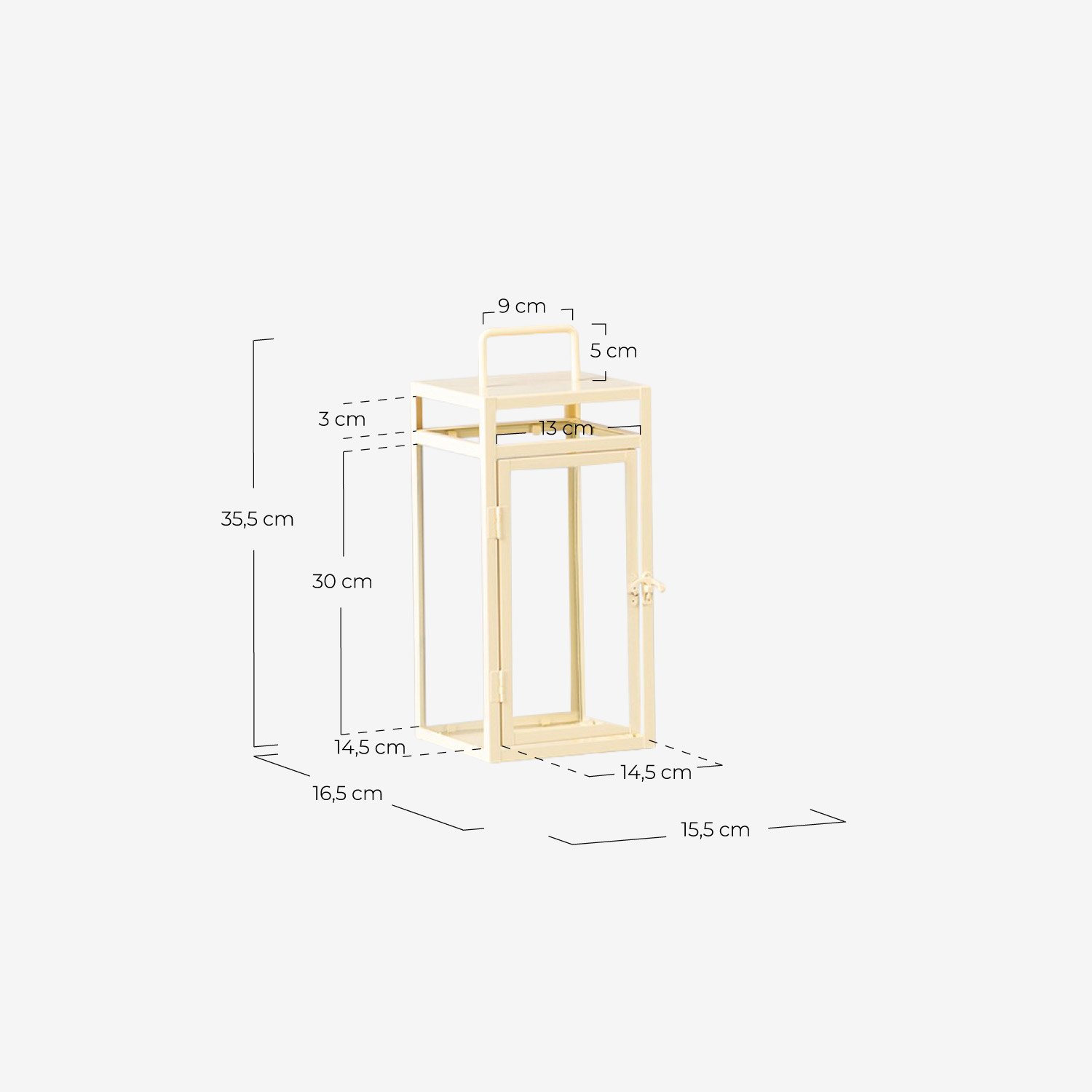 Set de 3 Bougeoirs en Métal Zafir, dimensions