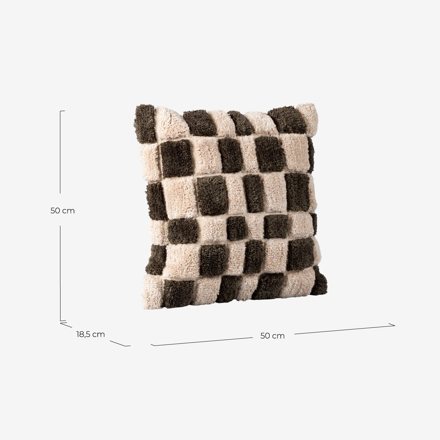 Coussin Carré en Tissu (50x50 cm) Sazan, dimensions