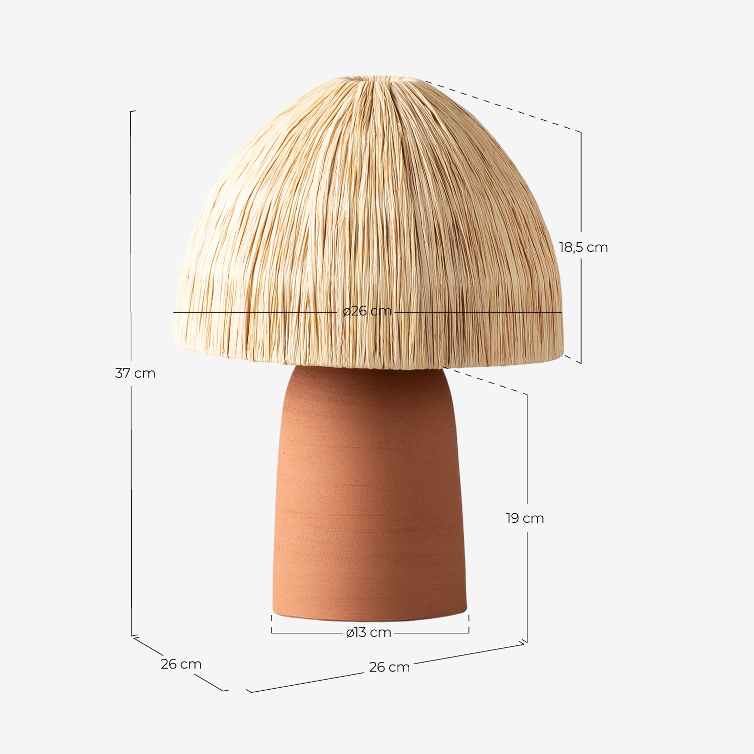 Lampe de Table en Raphia et Terre Cuite Abbie , dimensions