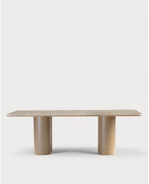 Table de Salle à Manger Rectangulaire en Marbre et Bois (240x110 cm) Aegir