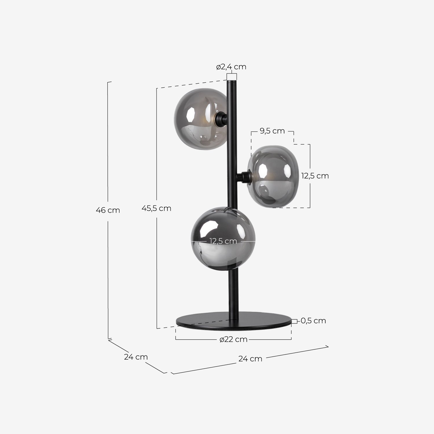 Lampe de Table en Métal Dasha, dimensions