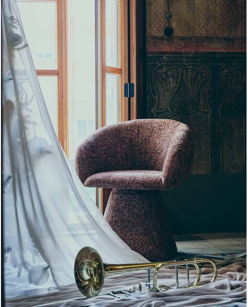 Chaise de Salle à Manger Pivotante en Tissu et Métal Laura