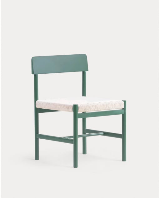 Chaise de Salle à Manger en Bois et Rotin Paula