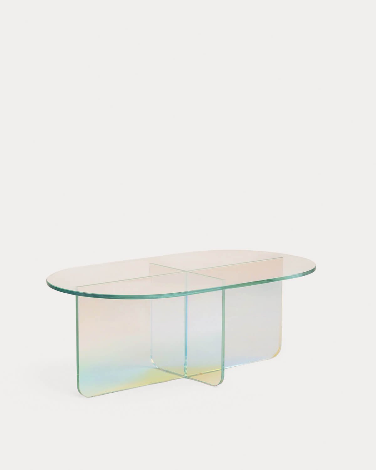 Table Basse Ovale Irisé en Verre Trempé (90x50 cm) Iris, image de la gelerie 1
