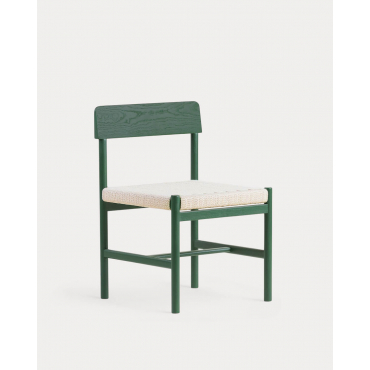 Pack 2 Chaises de Salle à Manger en Bois et Rotin Paula Vert Grove - The Masie