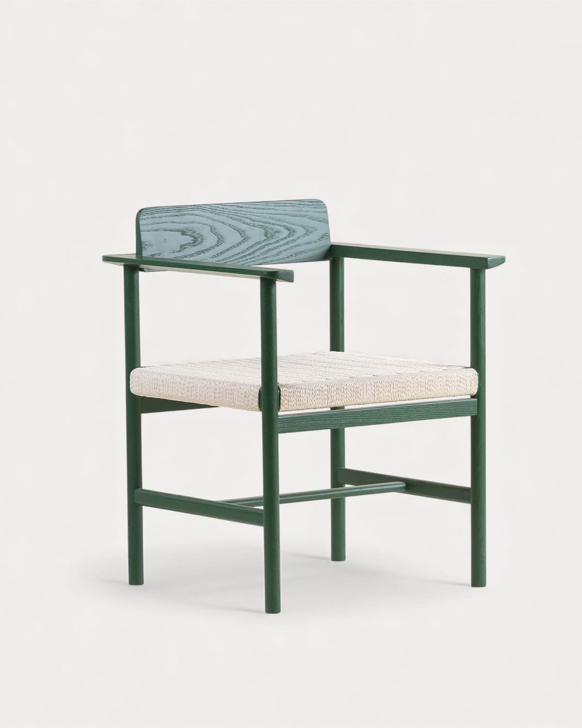 Pack 2 Chaises de Salle à Manger avec Accoudoirs en Bois et Rotin Paula, image de la gelerie 1