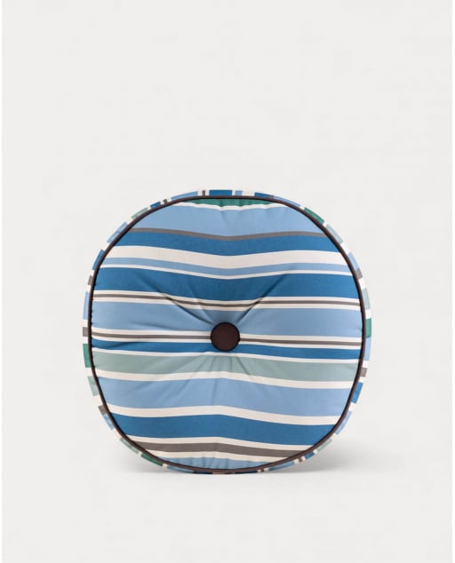 Coussin Rond d'Extérieur en Tissu (Ø40 cm) Edimbra - Bleu Oceanic