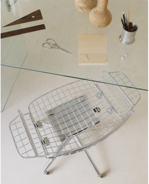 Chaise de Bureau Vintage en Métal à Dossier Bas Aras