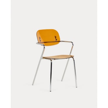 Pack 2 Chaises de Salle à Manger avec Accoudoirs en Polyéthylène et Métal Pinha
