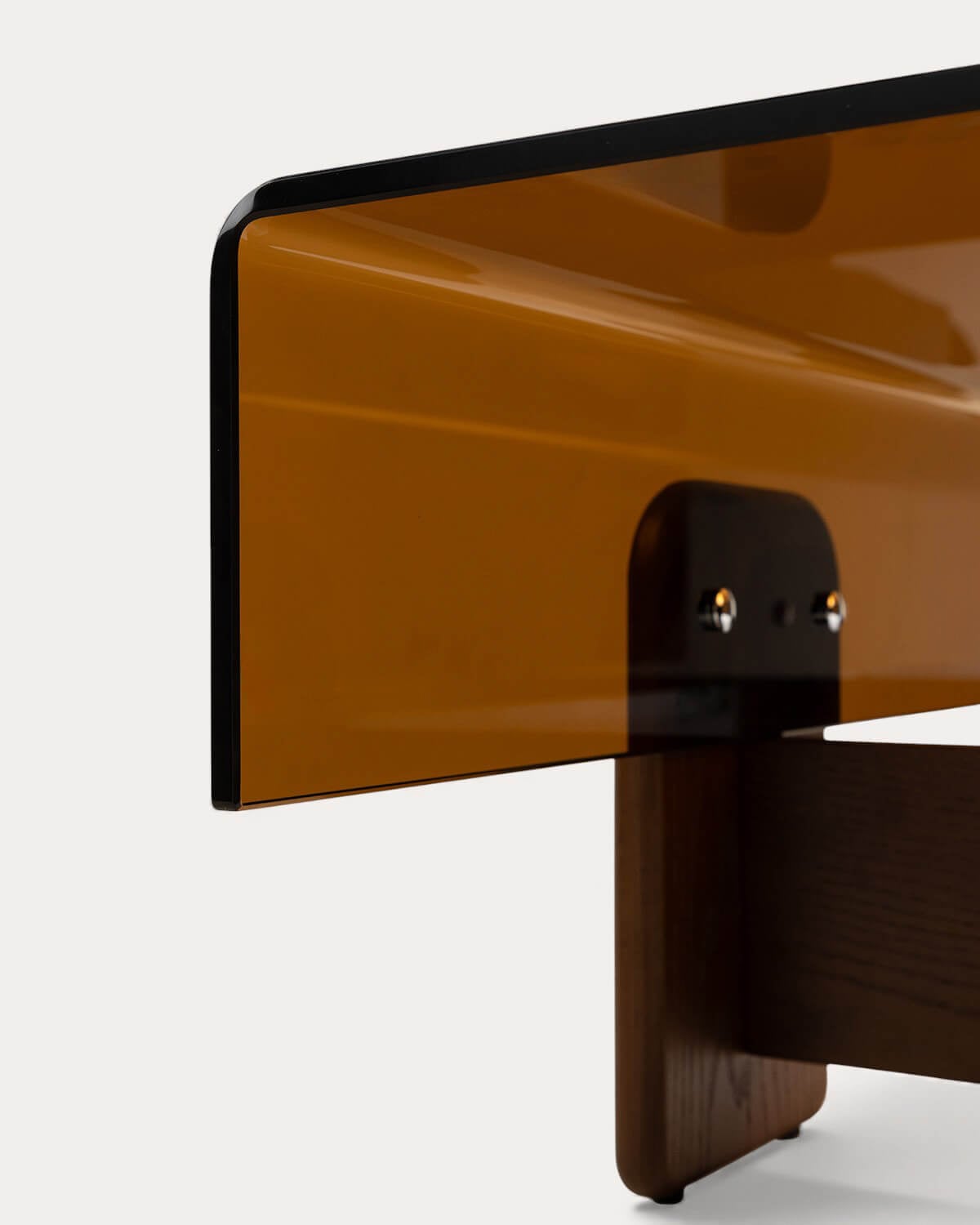 Meuble TV 160x40 cm en Verre Courbé et Bois Clery, image de la gelerie 6