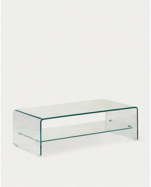 Table basse rectangulaire 110x55 cm en verre trempé Endil - Verre transparent
