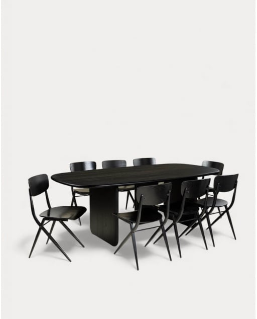 Ensemble Table à Manger Rectangulaires (220 x 110 cm) Kuroen et 8 Chaises de Salle à Manger en Bois Ticher