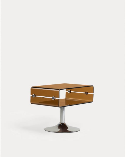 Table d'Appoint Rectangulaire en Verre et Métal (61x38 cm) Hedy