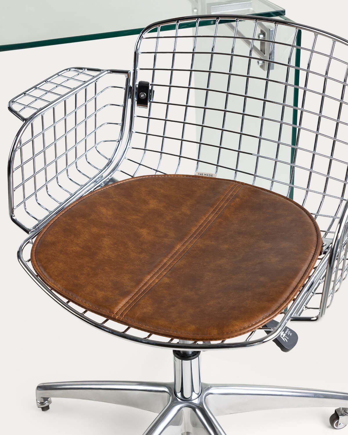 Set de Bureau en Verre Trempé (134x70 cm) Arey et Chaise de Bureau Vintage avec Dossier Bas Aras, image de la gelerie 8