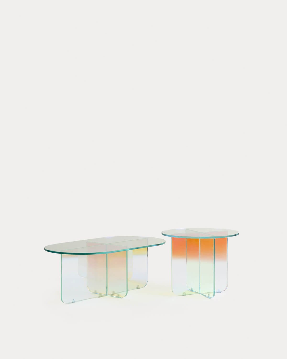 Ensemble de Table Basse et Tables d'Appoint Irisé en Verre Trempé Iris, image de la gelerie 1
