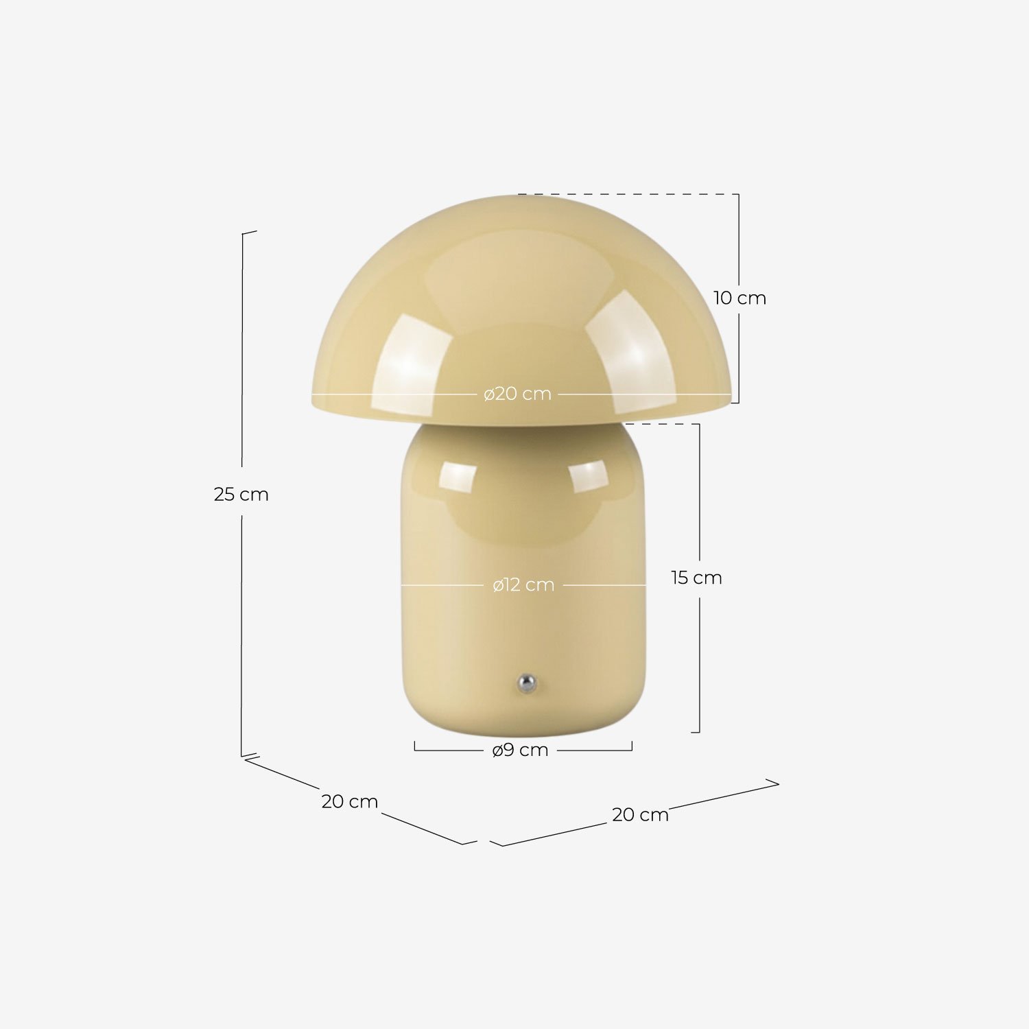 Lampe de Table d'Extérieur à LED Sans Fil à Intensité Variable Cecilia, dimensions