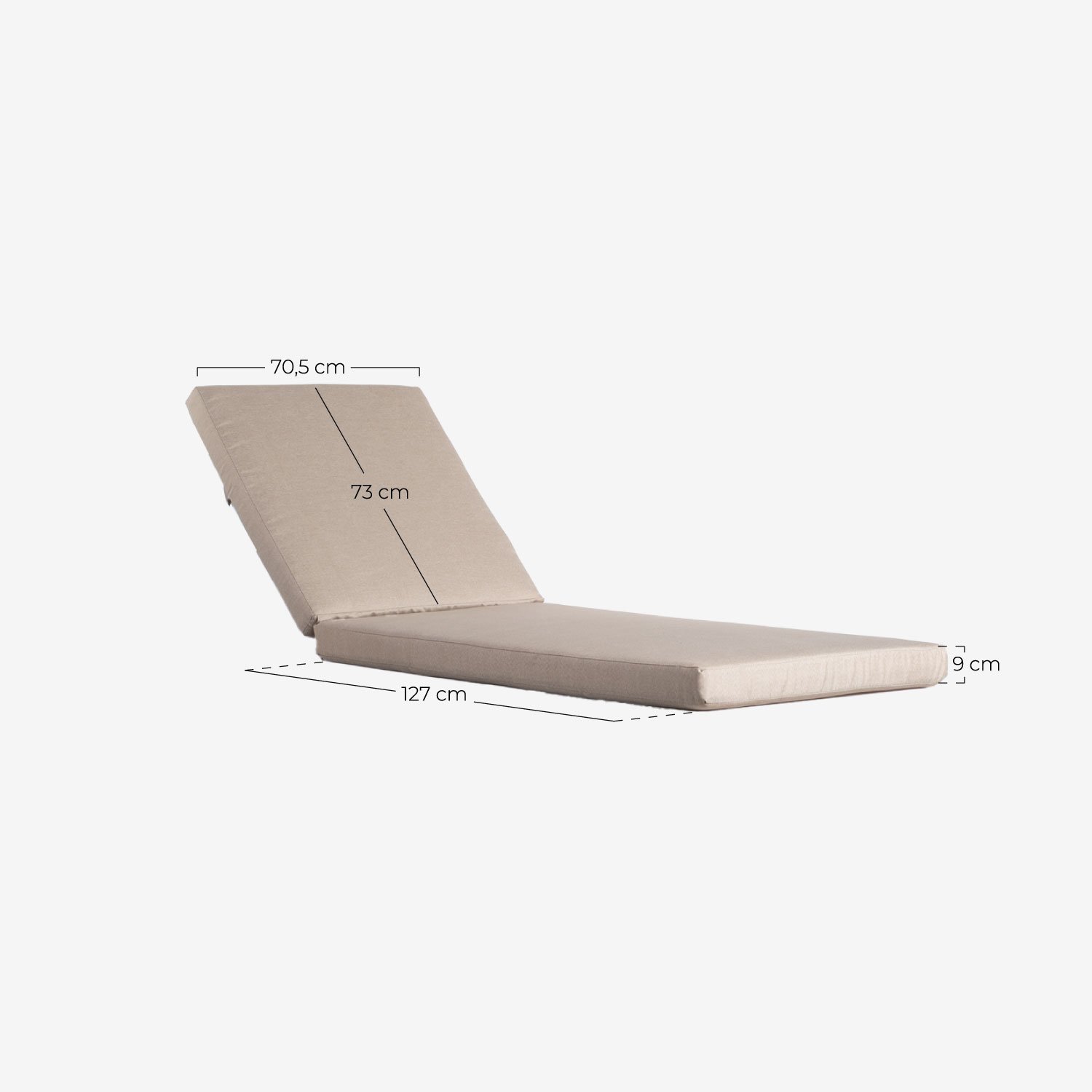 Chaise longue Inclinable en Aluminium avec Coussin en Tissu New Kreta , dimensions