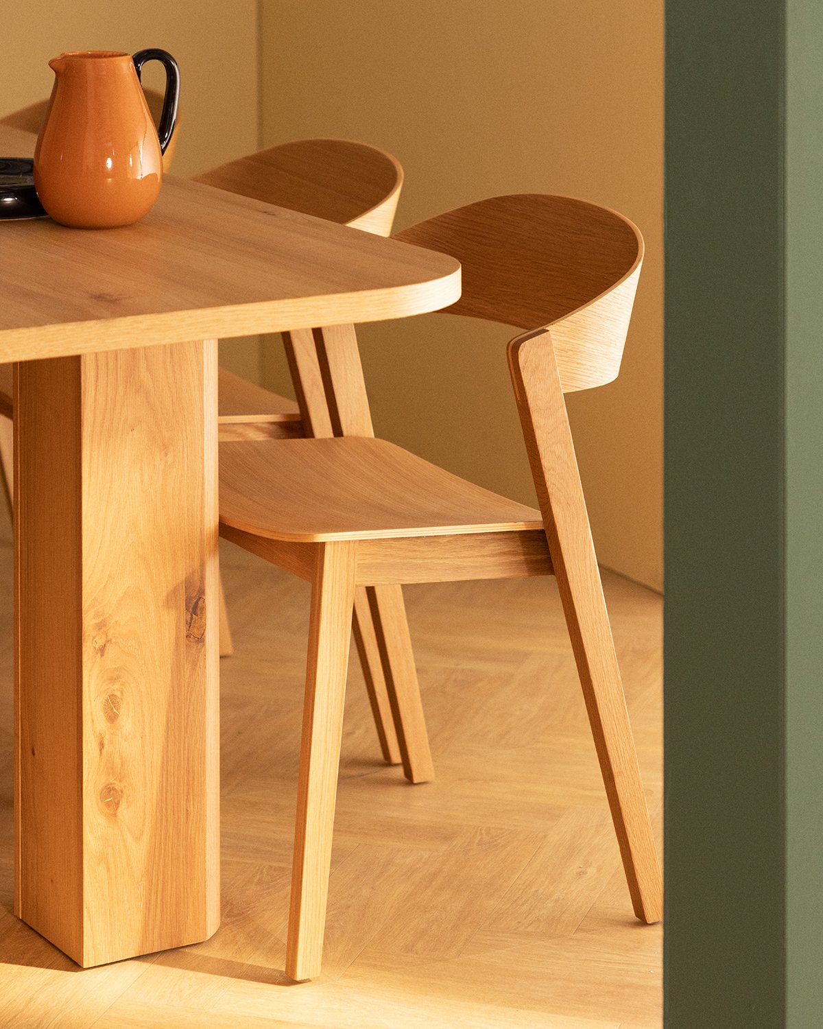 Set de Table à Manger Rectangulaire en Bois (210 x 90 cm) Frichi et 6 Chaises en Bois Laly, image de la gelerie 3