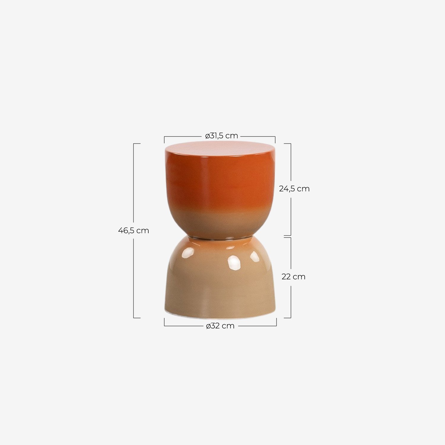 Table d'Appoint Ronde en Métal (Ø32 cm) Elmo, dimensions