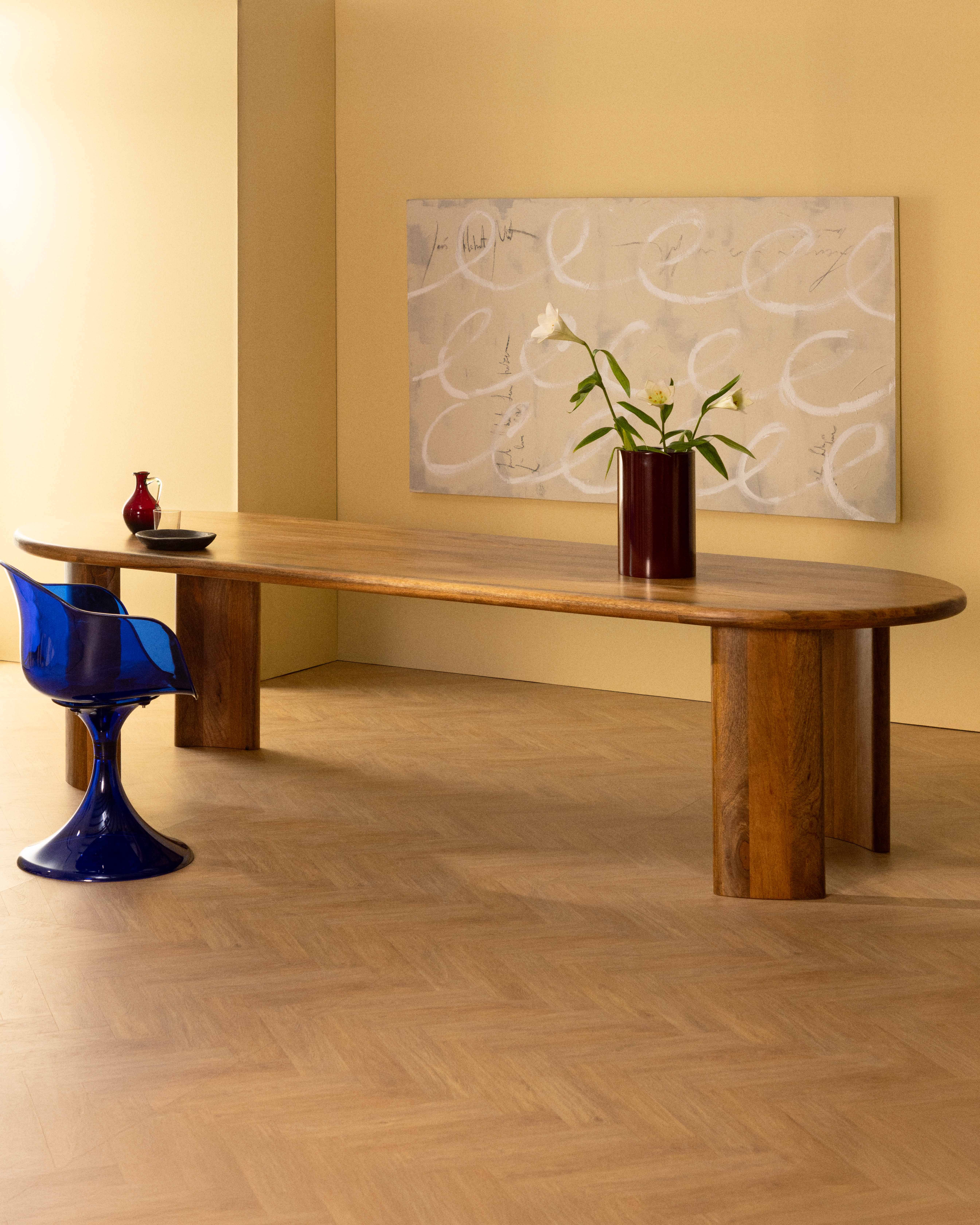 Table à Manger Ovale en Bois de Manguier (300x110 cm) Leno, image de la gelerie 2