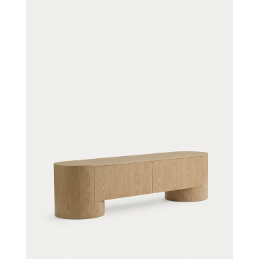 Meuble TV avec 2 tiroirs en bois Theda Bois Clair - The Masie