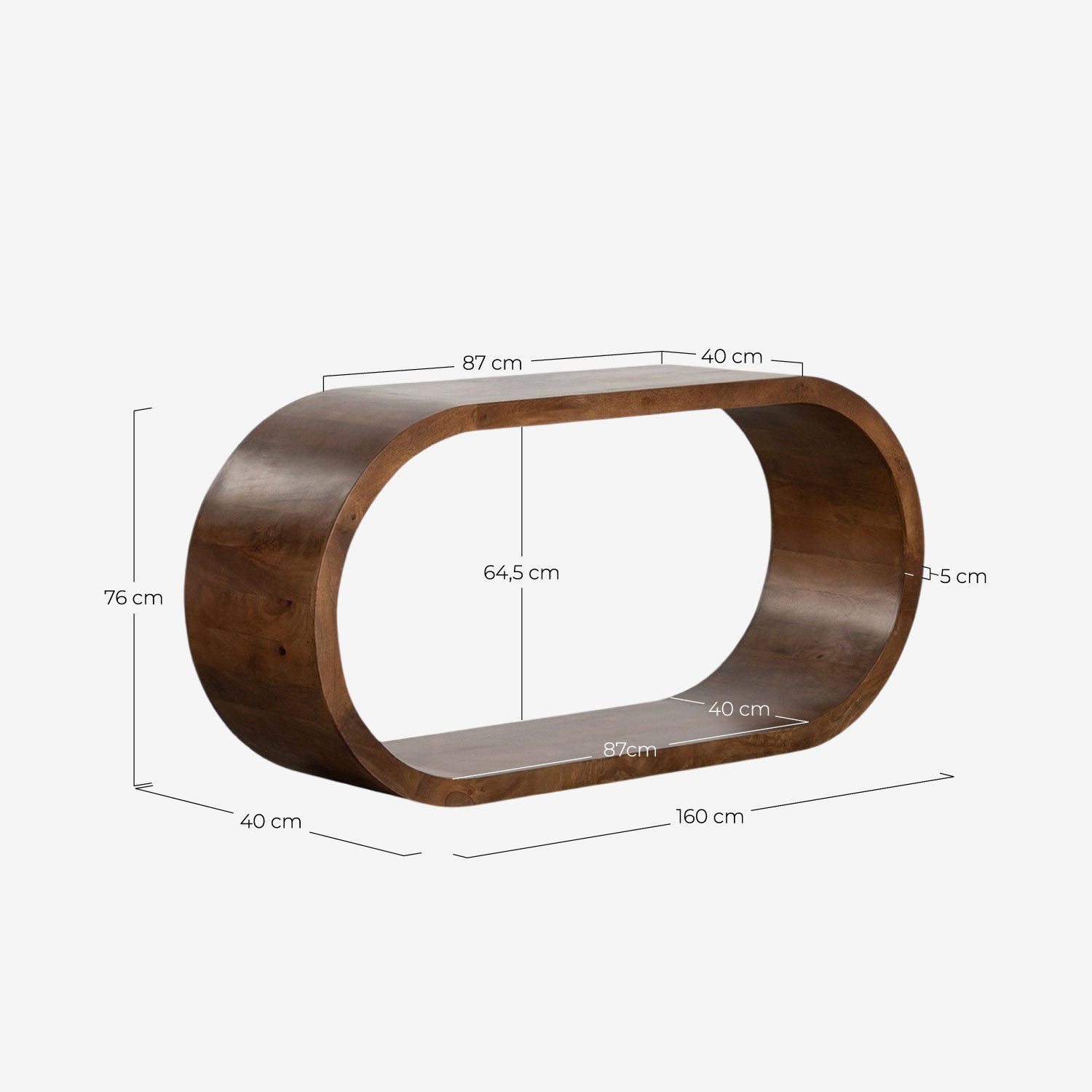 Console en Bois de Manguier (160x40 cm) Adgar, dimensions