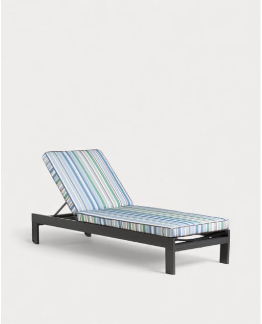 Chaise Longue Inclinable en Aluminium Kreta avec Coussin en Tissu Edimbra