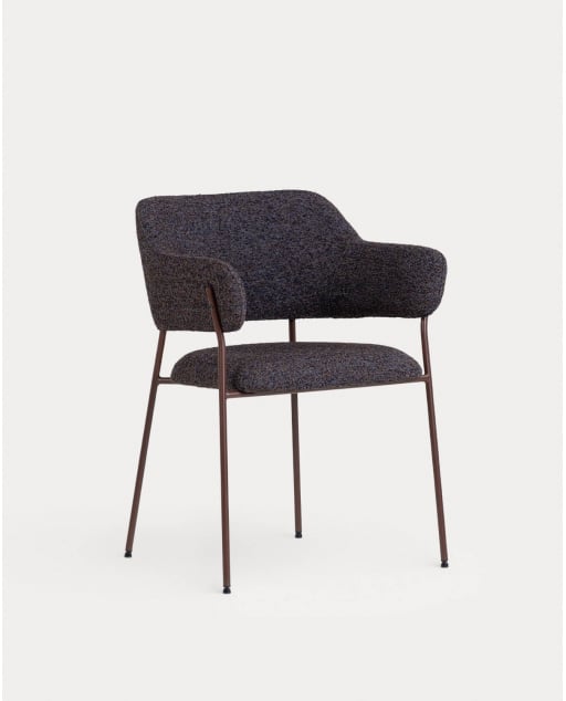 Pack 2 Chaises de Salle à Manger avec Accoudoirs en Tissu et Métal Stana