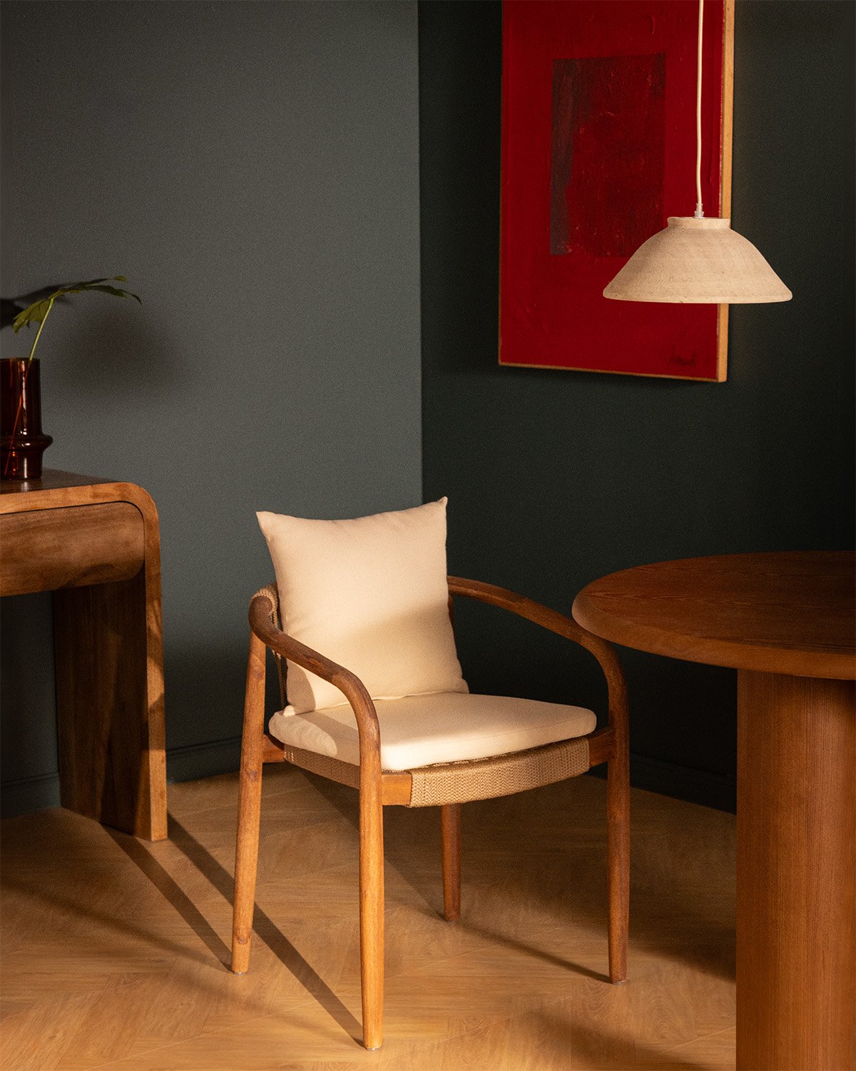 Chaise de Salle à Manger en Bois d'Acacia avec Coussin Loli, image de la gelerie 2