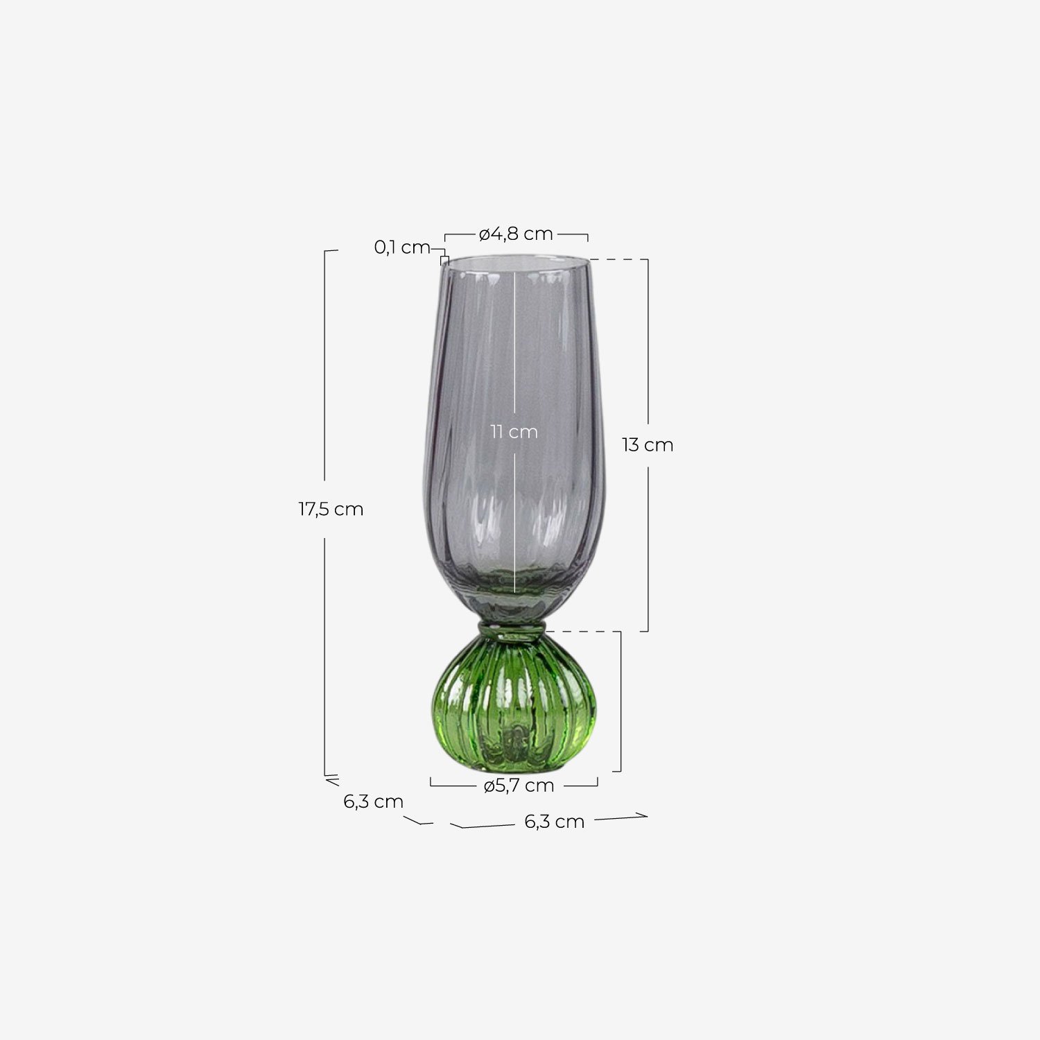 Pack de 4 Verres à Champagne en Verre Miah, dimensions