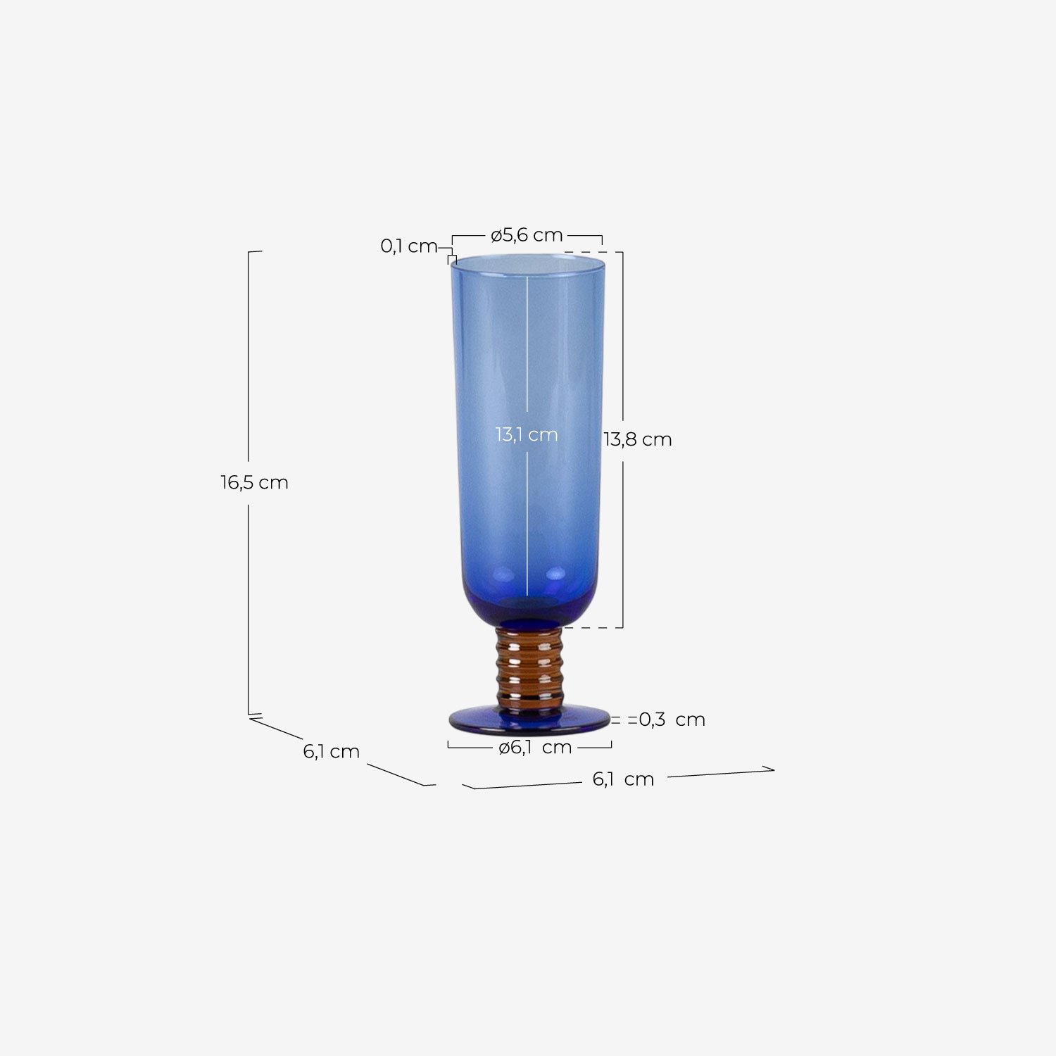Pack de 4 Verres à Champagne Verre Riva, dimensions