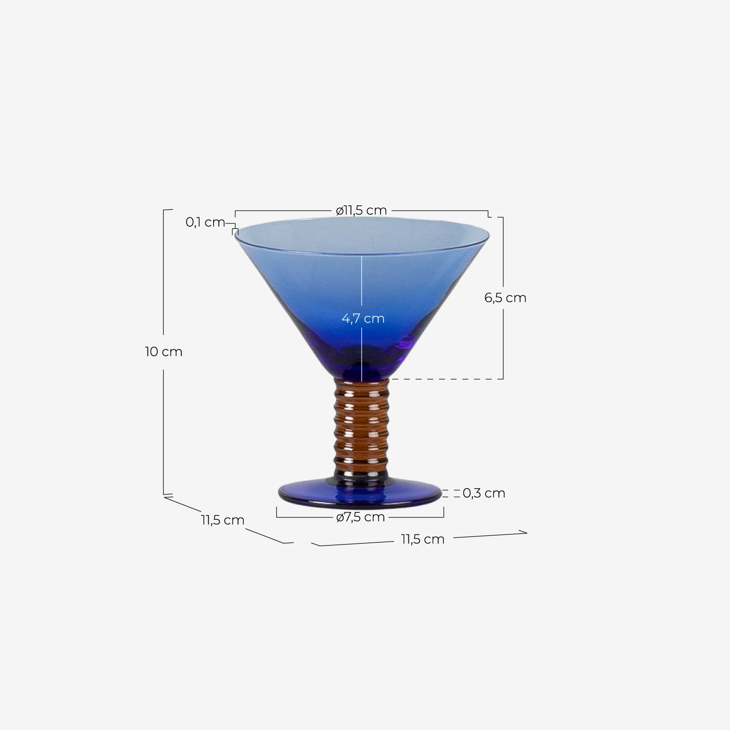 Pack de 4 Verres à cocktail Glass Riva, dimensions
