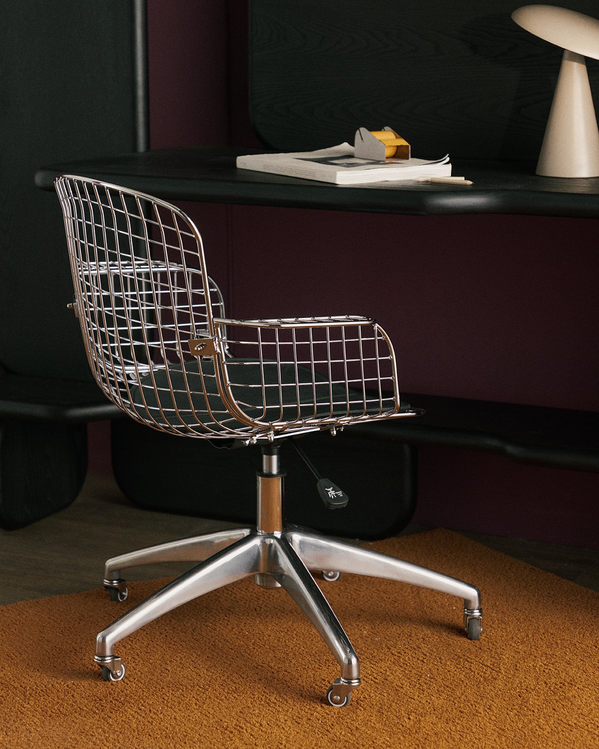 Chaise de Bureau Vintage en Métal à Dossier Haut Aras, image de la gelerie 2