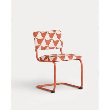 Pack 4 Chaises de Salle à Manger en Métal et Tissu Viola Orange Terra - The Masie