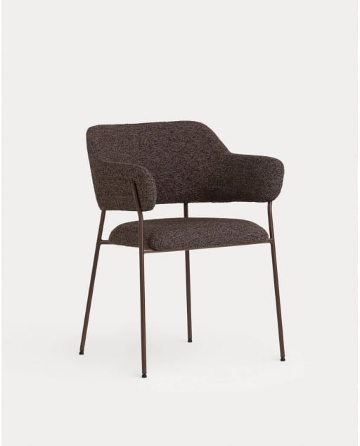 Chaise de Salle à Manger avec Accoudoirs en Tissu et Métal Stana