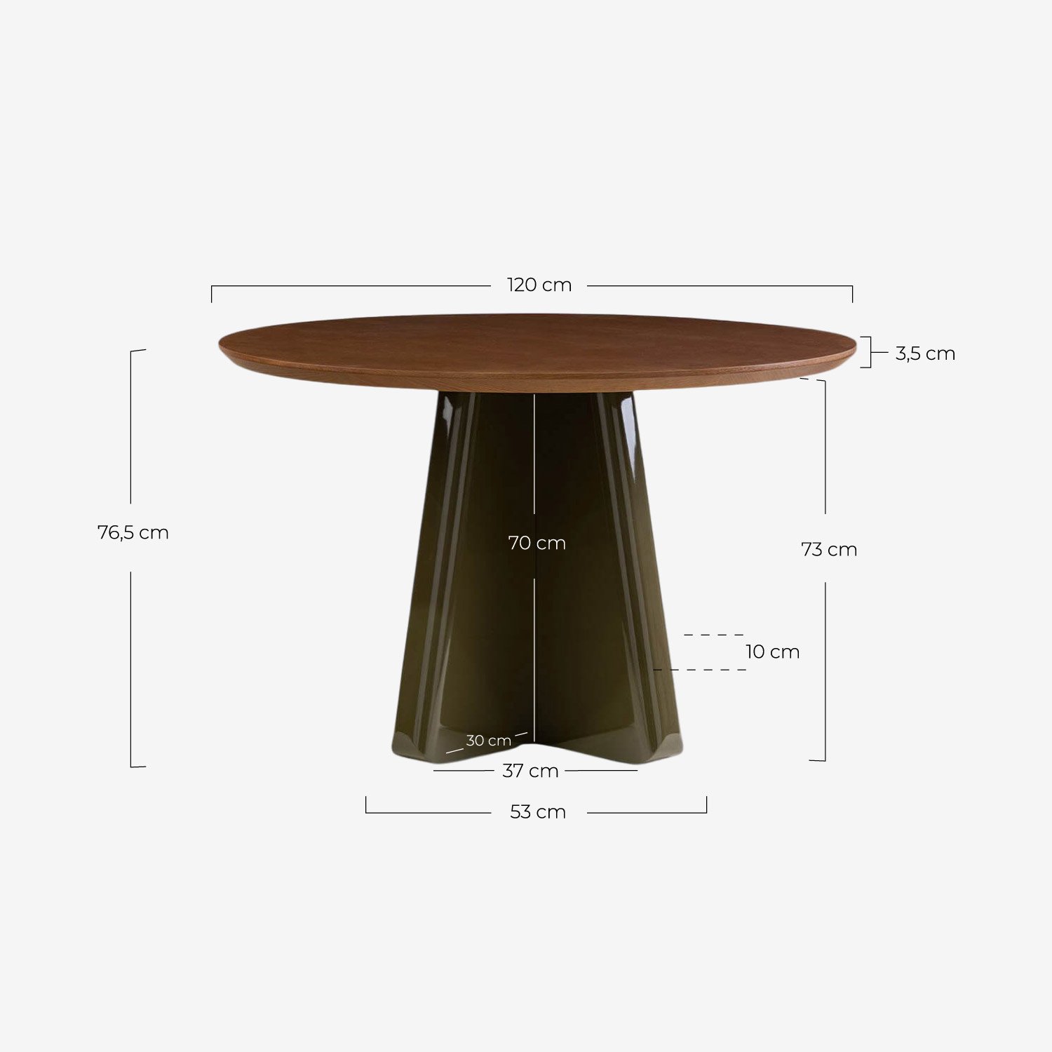 Table à Manger Ronde en Bois (Ø120 cm) Roxenna, dimensions