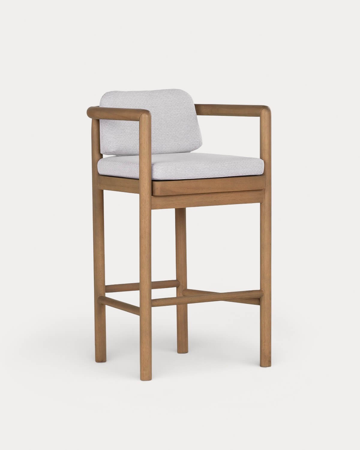 Tabouret Haut d'Extérieur en Bois d'Eucalyptus et Tissu (77 cm) Elnes, image de la gelerie 1