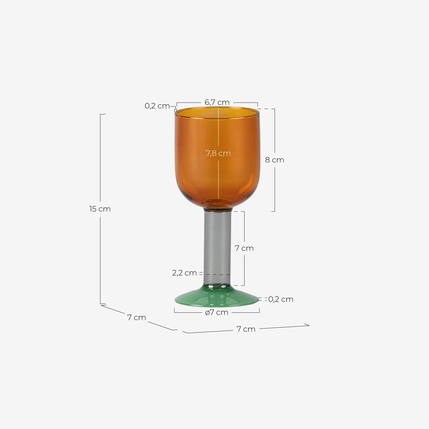 Pack de 4 Verres en Verre Cadiz, dimensions
