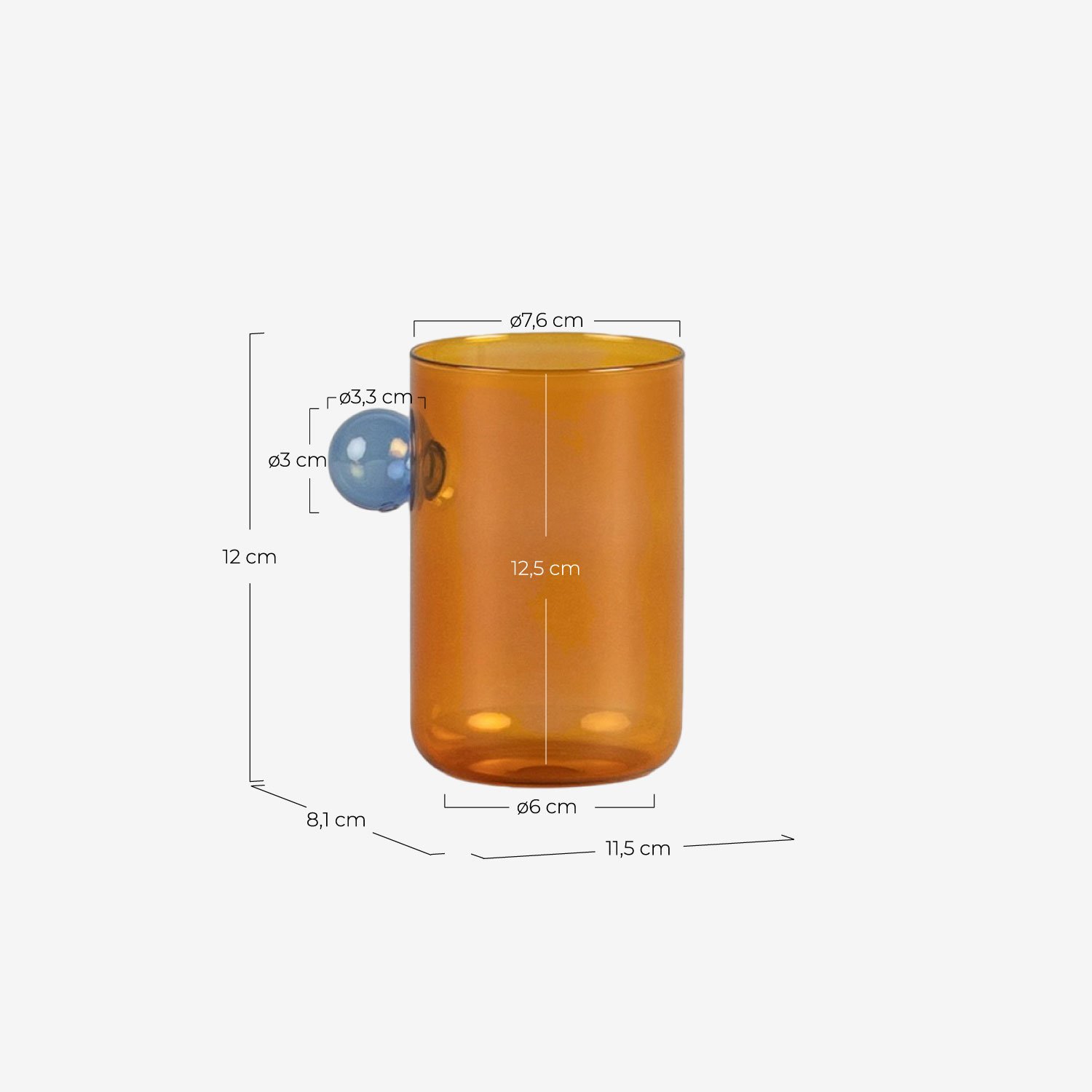 Pack de 4 Verres en Verre Suiza, dimensions