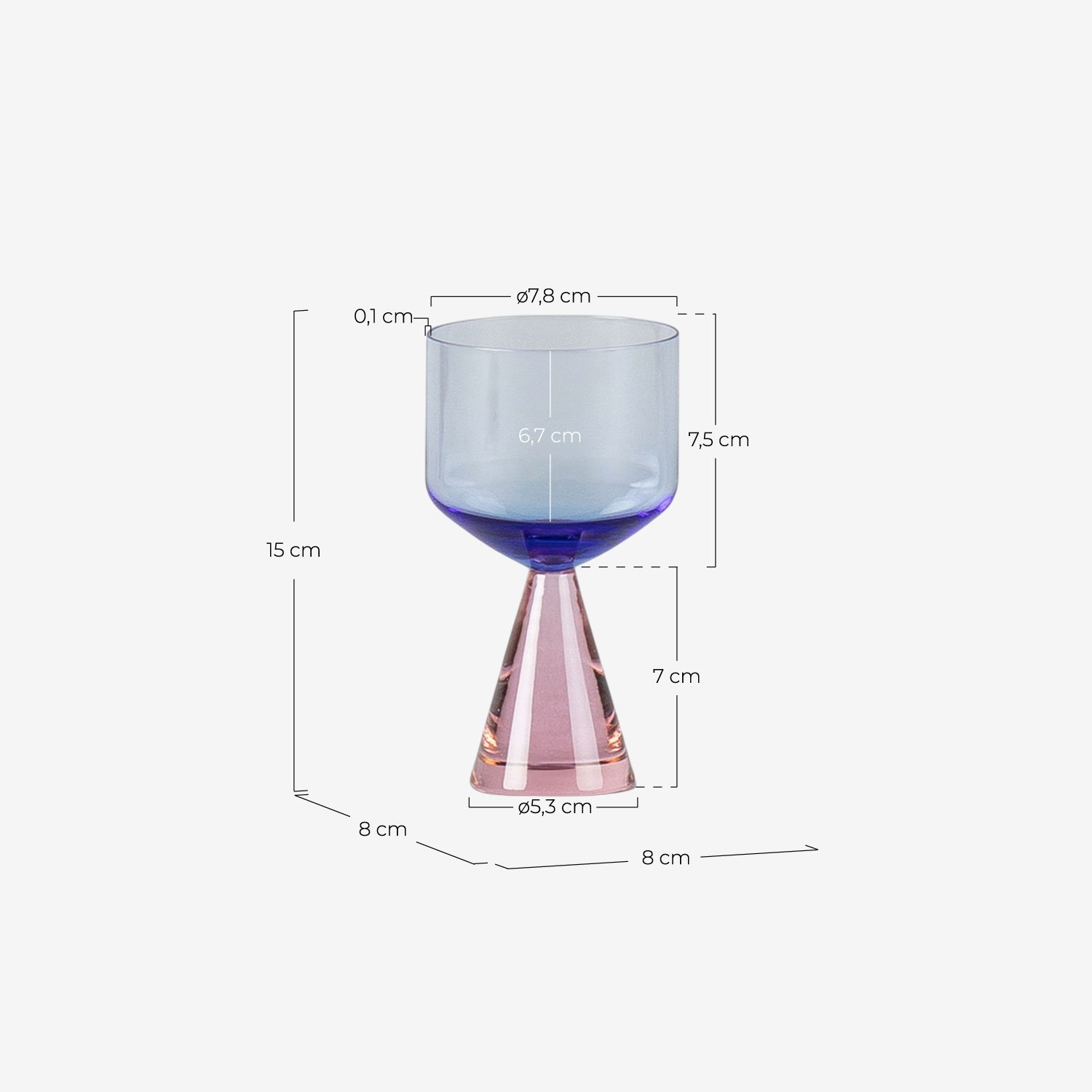 Pack de 4 Verres en Verre Sevilla, dimensions