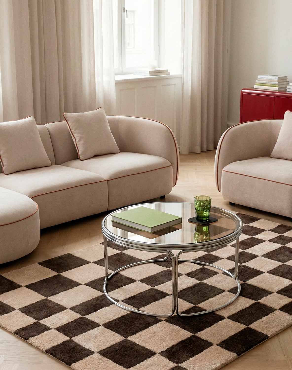 Table Basse Ronde en Métal et Verre Trempé (Ø80 cm) Massia, image de la gelerie 2