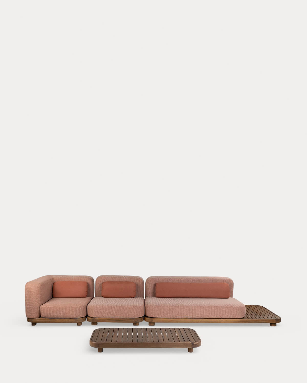 Ensemble de Jardin avec Canapé, Module Central, Module d'Angle et Table Basse en Bois d'Acacia et Tissu Redik, image de la gelerie 1