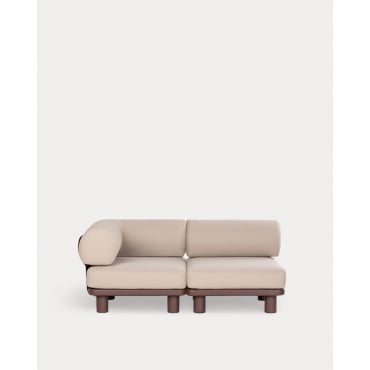 Canapé de Jardin Modulaire 2 Pièces avec Module d'Angle et Module Central en Aluminium et Tissu Lantana Marron Chocolat - The Masie