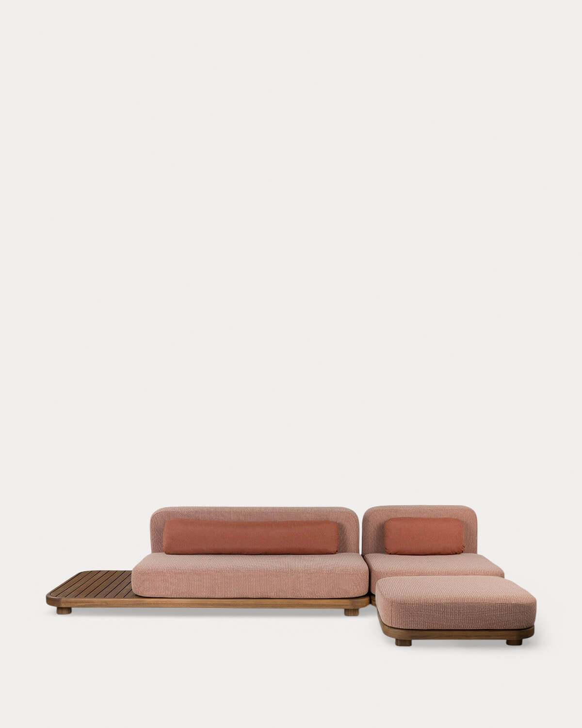 Ensemble de Canapé de Jardin Modulaire 2 Pièces Module Canapé et Module Central en Bois d'Acacia et Module Pouf en Tissu Redik, image de la gelerie 3