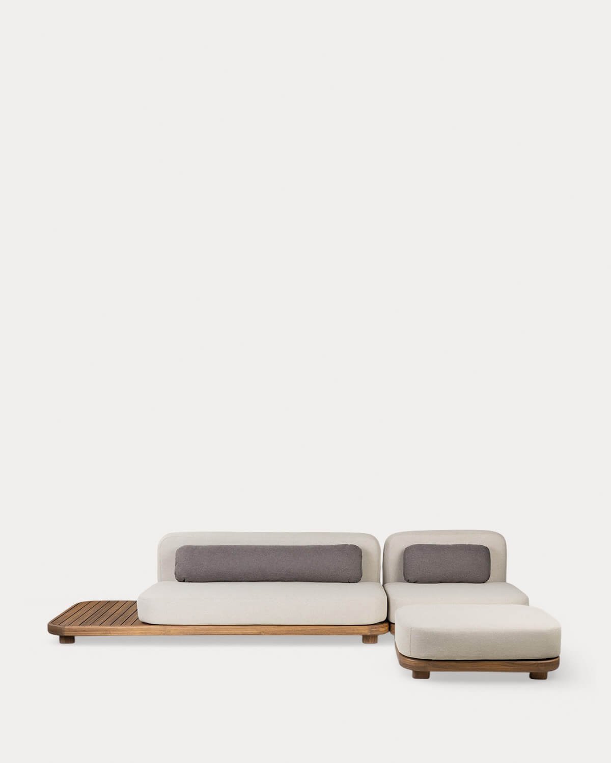 Ensemble de Canapé de Jardin Modulaire 2 Pièces Module Canapé et Module Central en Bois d'Acacia et Module Pouf en Tissu Redik, image de la gelerie 2