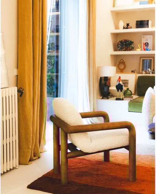 Fauteuil en Bois et Tissu Maiel