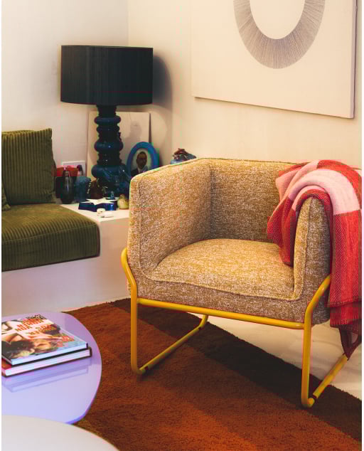 Fauteuil en tissu et métal Marcellus