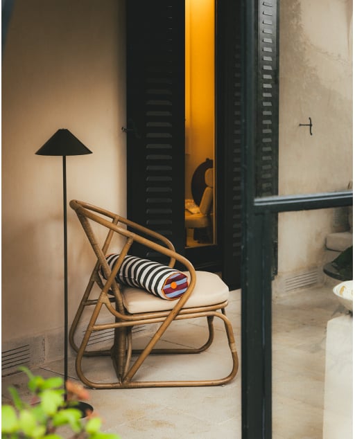 Fauteuil en Rotin Naturel avec Coussin Nhua
