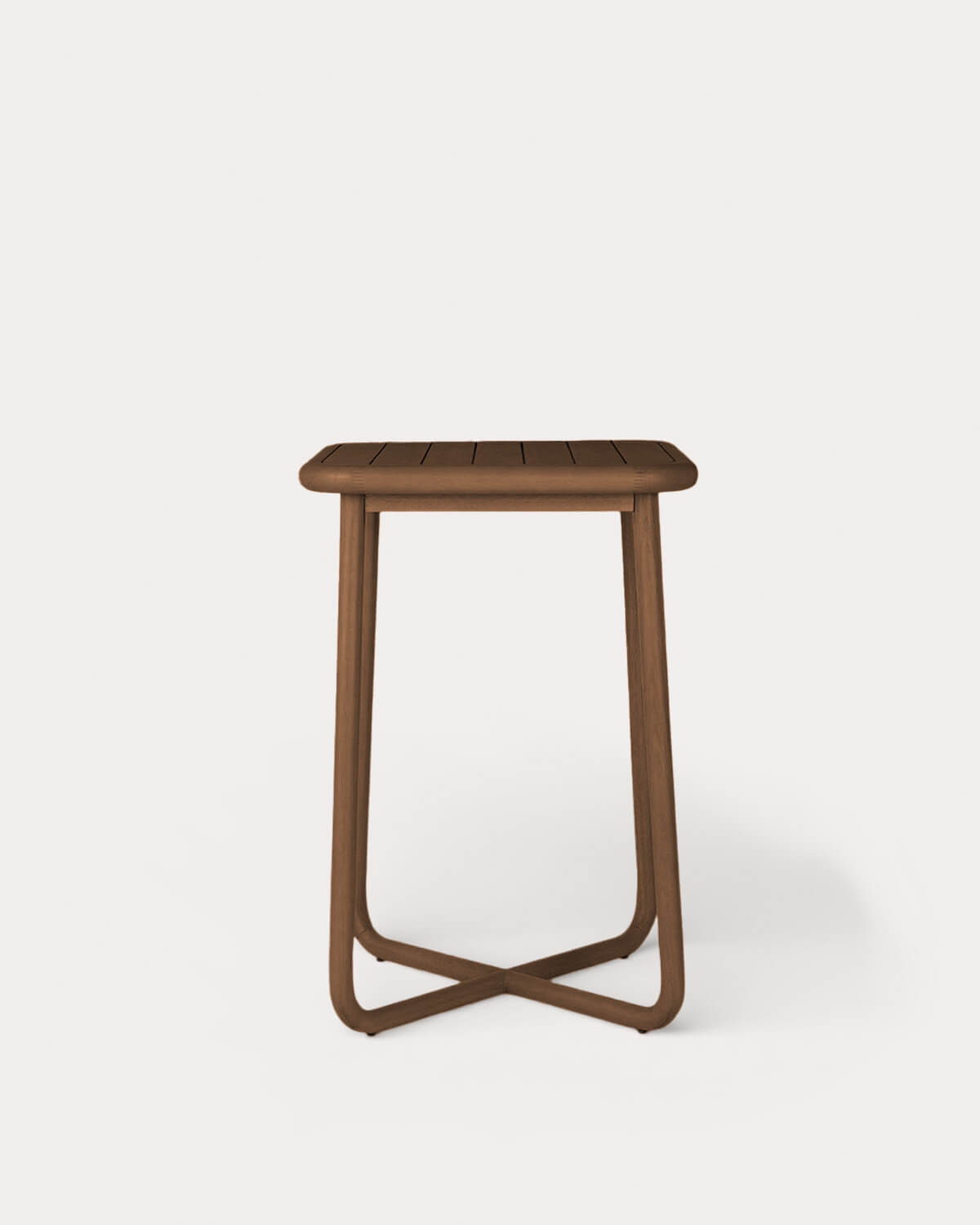 Table haute d'extérieur carrée 70x70 cm en bois d'eucalyptus Elnes, image de la gelerie 4